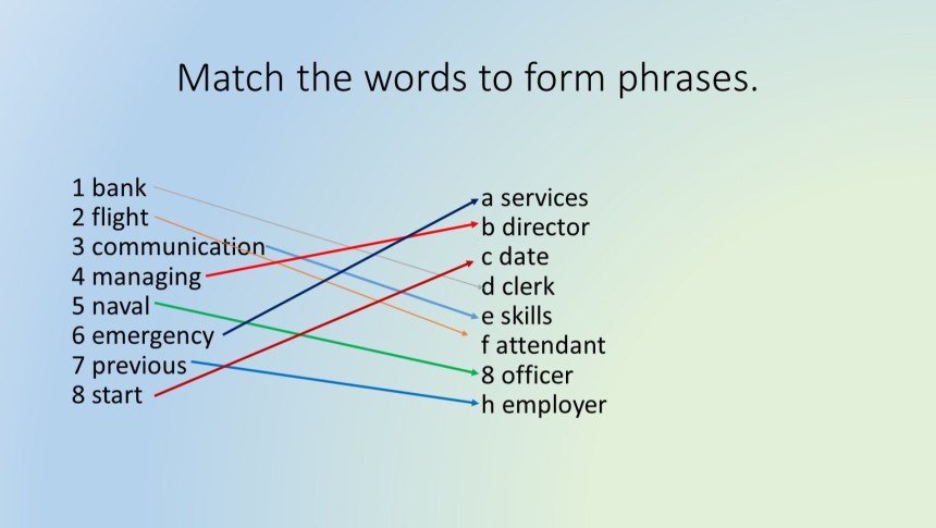 Match the Words to form phrases