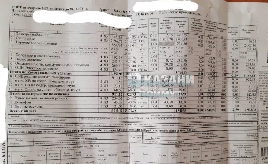 Квартплата за 1 комнатную квартиру