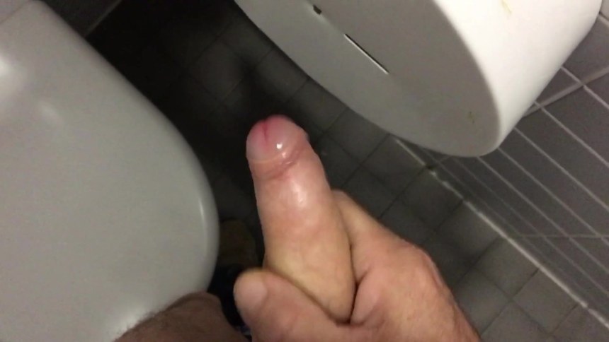 Straight Asian guy Masturbate and cum in public restroom