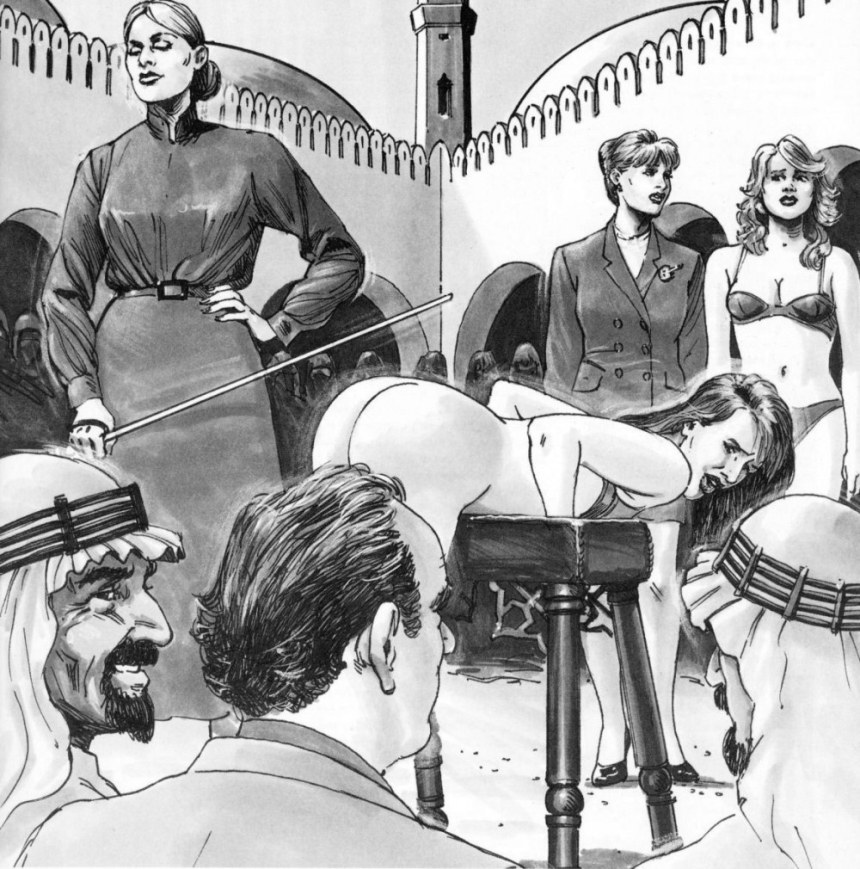 Comics drawings of Punished Cuties spanking
