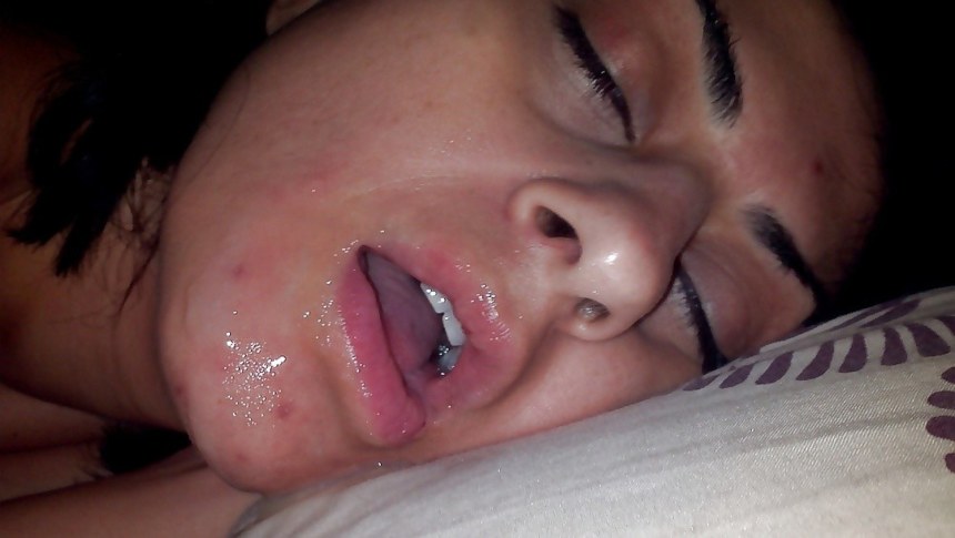 Finished sperm on sleeping sister's crotch